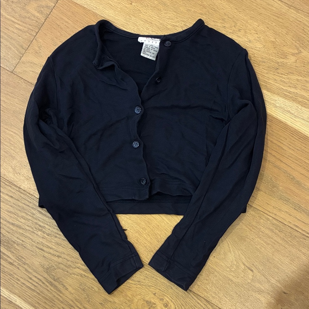 Talbots Black Button-Up Cardigan